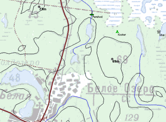 the original OSM route is in red, blue after simplification