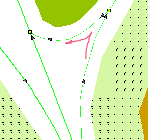 the original OSM route is in red, blue after simplification