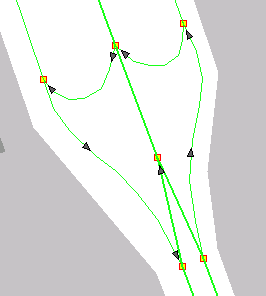 the original OSM route is in red, blue after simplification