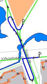 the original OSM route is in red, blue after simplification